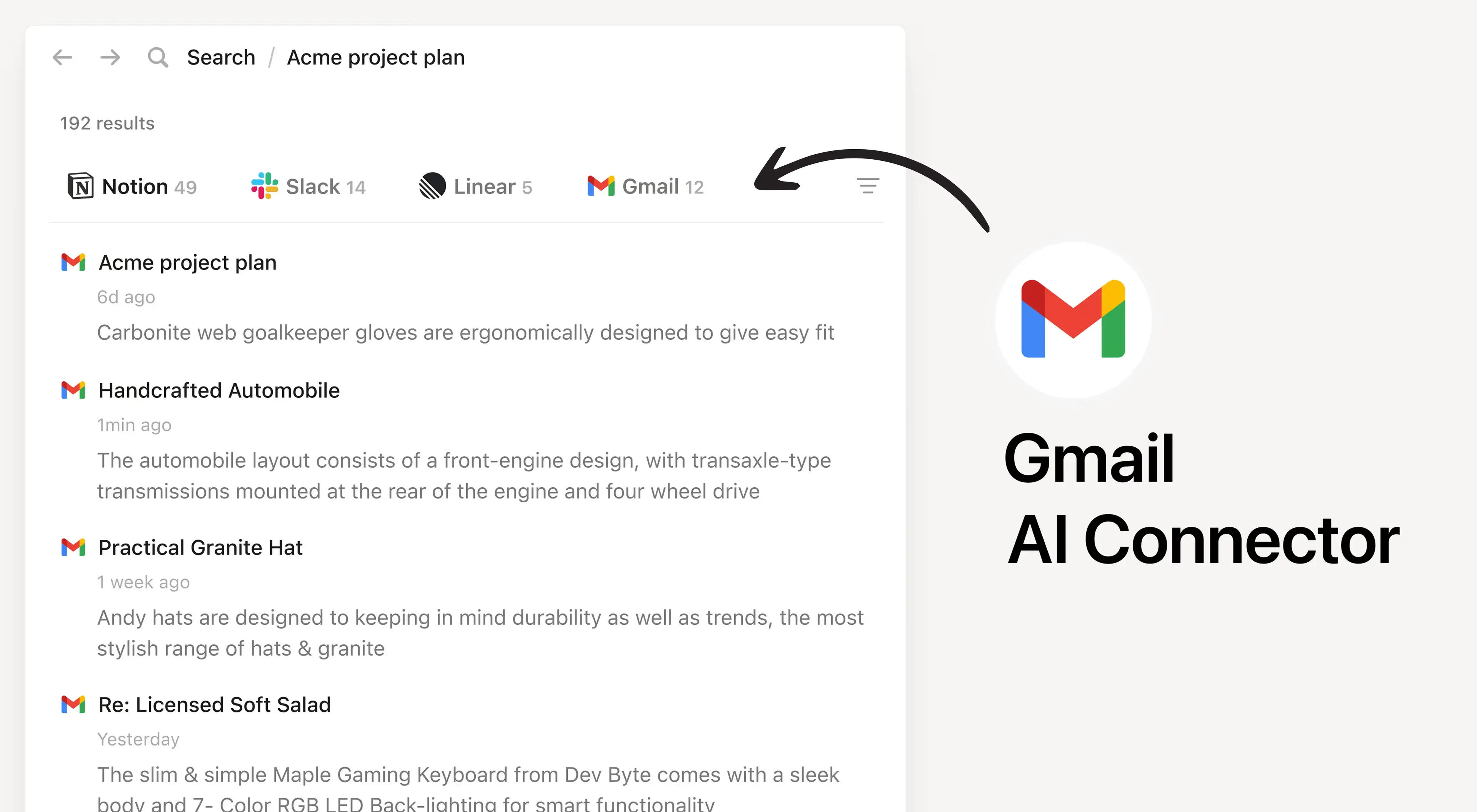 Search your inbox from Notion