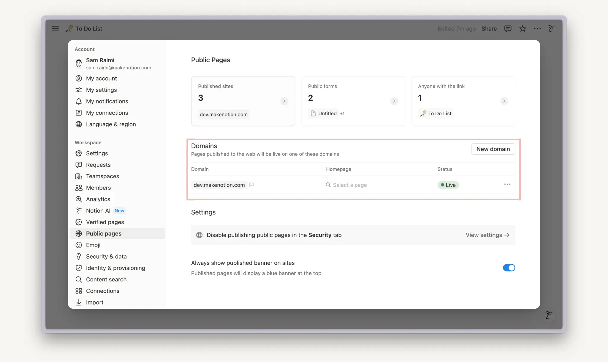 HC: Manage domains
