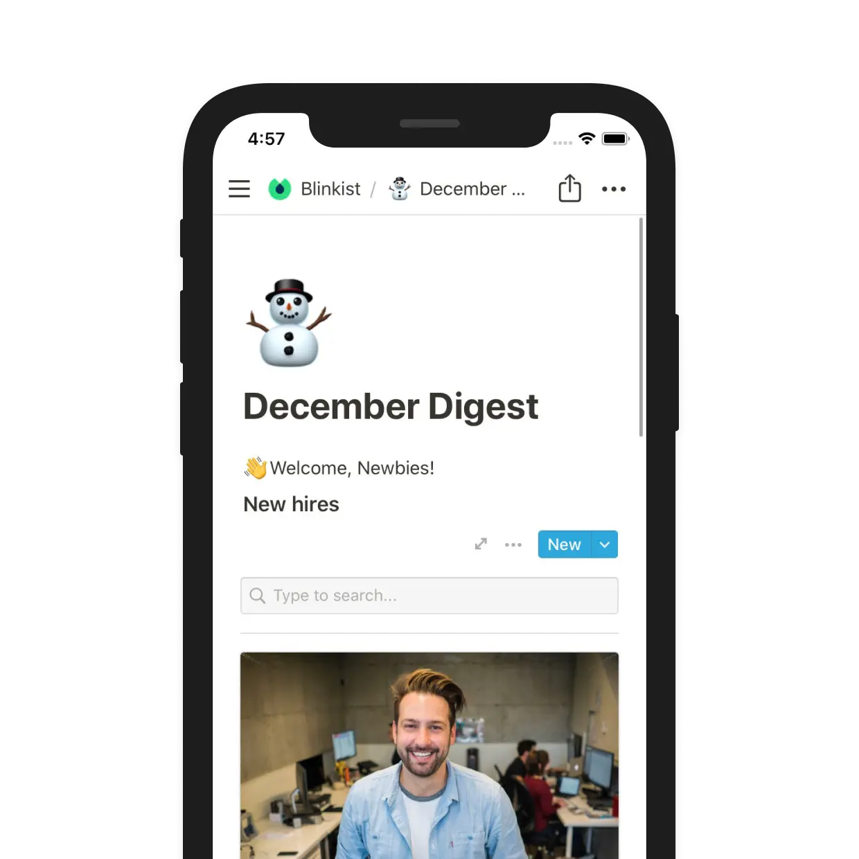 Blinkist's hiring newsletter is a shared Notion page.