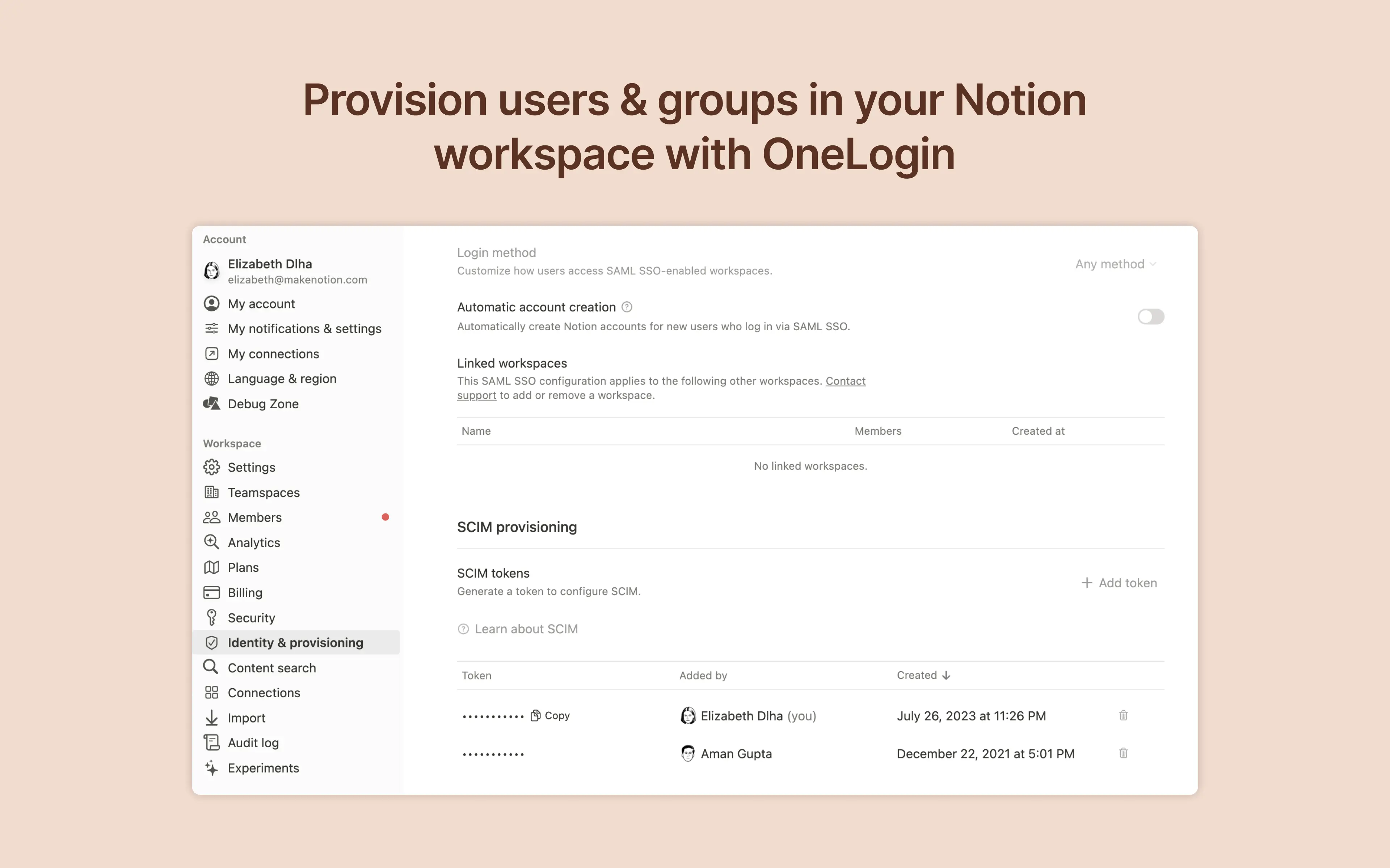 Provision users & groups in your Notion workspace with OneLogin